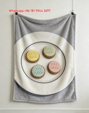 Luxury Miu Miu Pastel Macaron Cookie Print Flannel Sofa Throw Blanket - Colorful Dessert Graphic IMG_0514